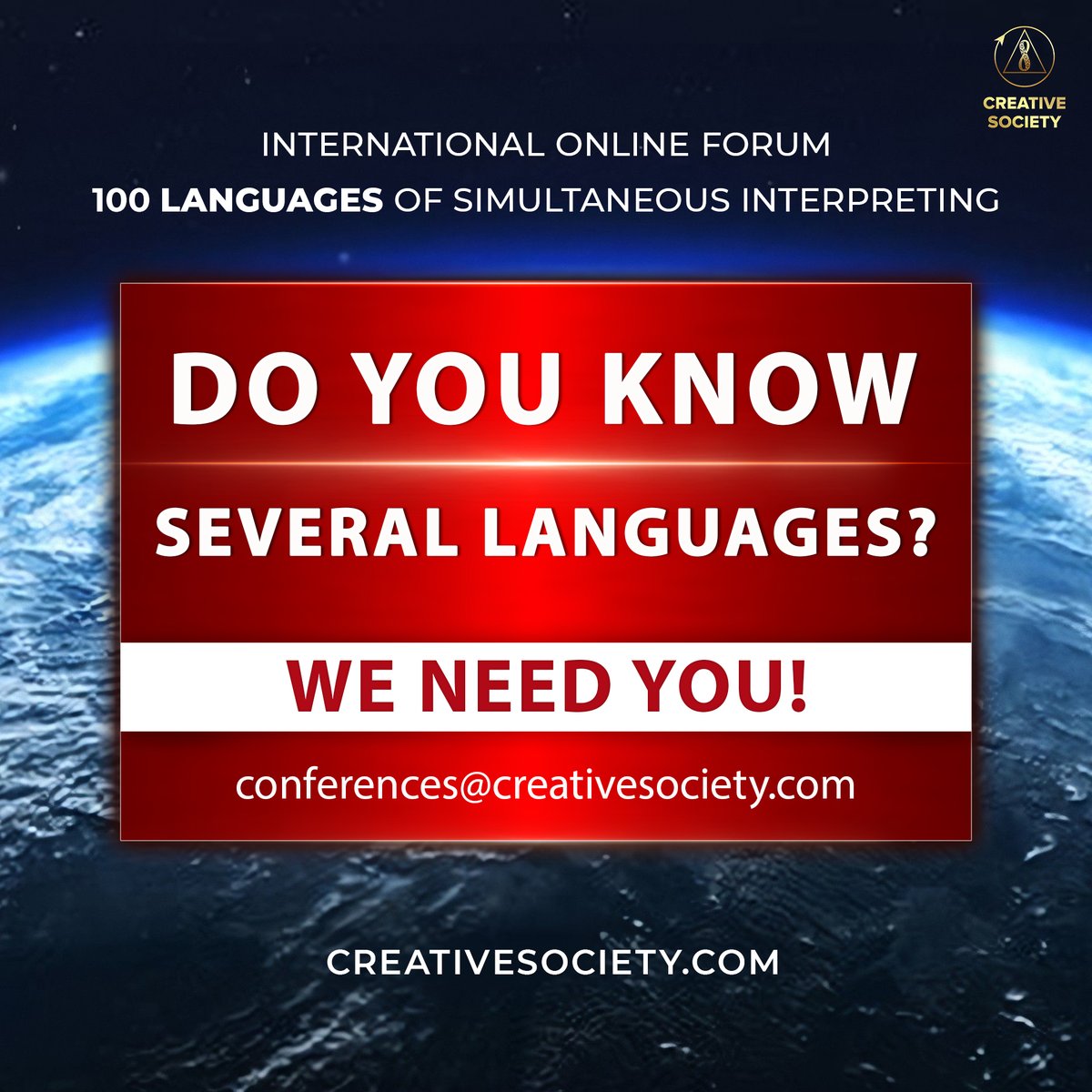 CreativeScty's tweet photo. People from >180 countries are already changing the world!
Join the #CreativeSociety translators' team! You can really help! All humanity is waiting for you! 
✉️ conferences@creativesociety.com
May 7 #Forum "#GlobalCrisis. We are People. #WeWant2Live"
🔴 https://t.co/NPwZQXOR1M https://t.co/naX1mGTMfM