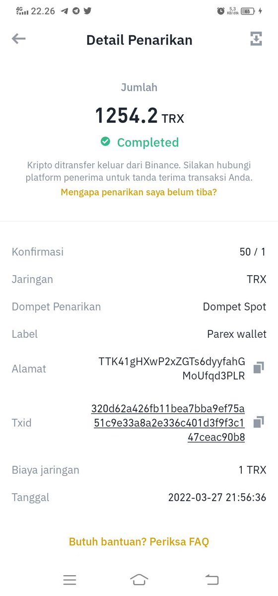 Du_Daewon's tweet photo. @ParexPRX Please help, I made a deposit from trx in the amount of 1,225,2Trx but only 97Trx entered my parex account. even though I checked on tronscan the amount of assets is the same as the amount of my deposit https://t.co/swvUxsGnF7