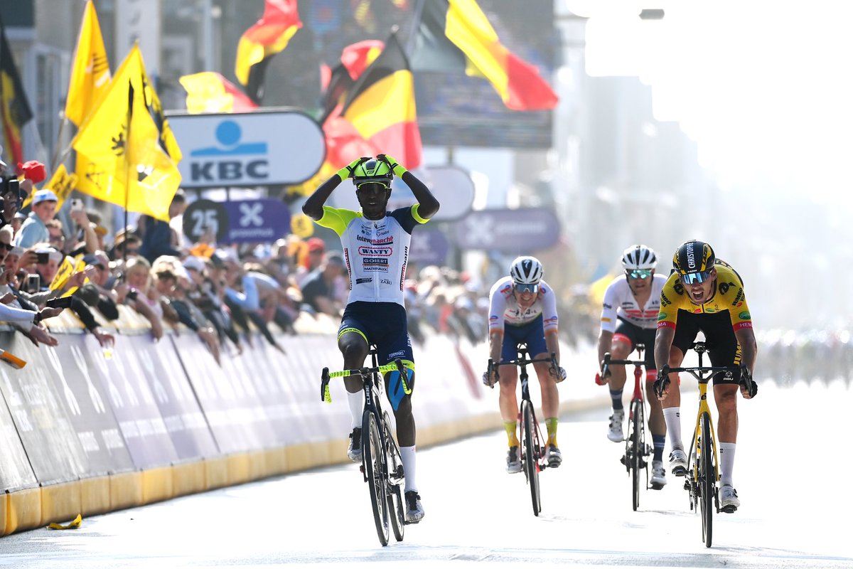 DLappartient's tweet photo. History maker! 

What a victory for @GrmayeBiniam today at @GentWevelgem who is also a former @WCC_cycling athlete. What a season so far for the young rider. https://t.co/kzz9kY3UYf