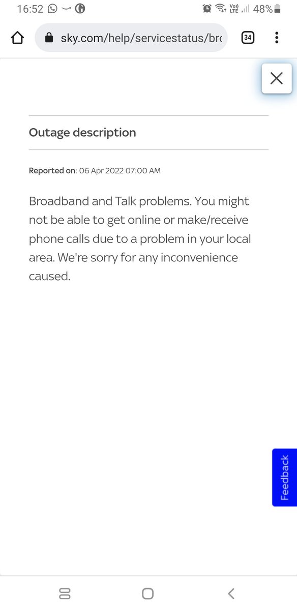 michelle_wort's tweet photo. @SkyHelpTeam having issues with broadband. No changes to what we have connected and dropped to 14mb download from 40+. I am getting mixed messages from "my sky" and have one saying all is fine and then... please see the screenshot https://t.co/omkS9v0Mxf