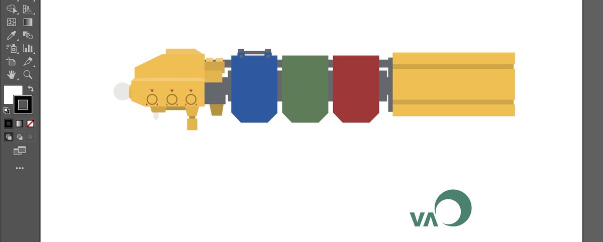 Been messing around figuring out how to draw spaceships in Illustrator - how it started vs how it's going:
#Illustrator #scifi #SpaceShip