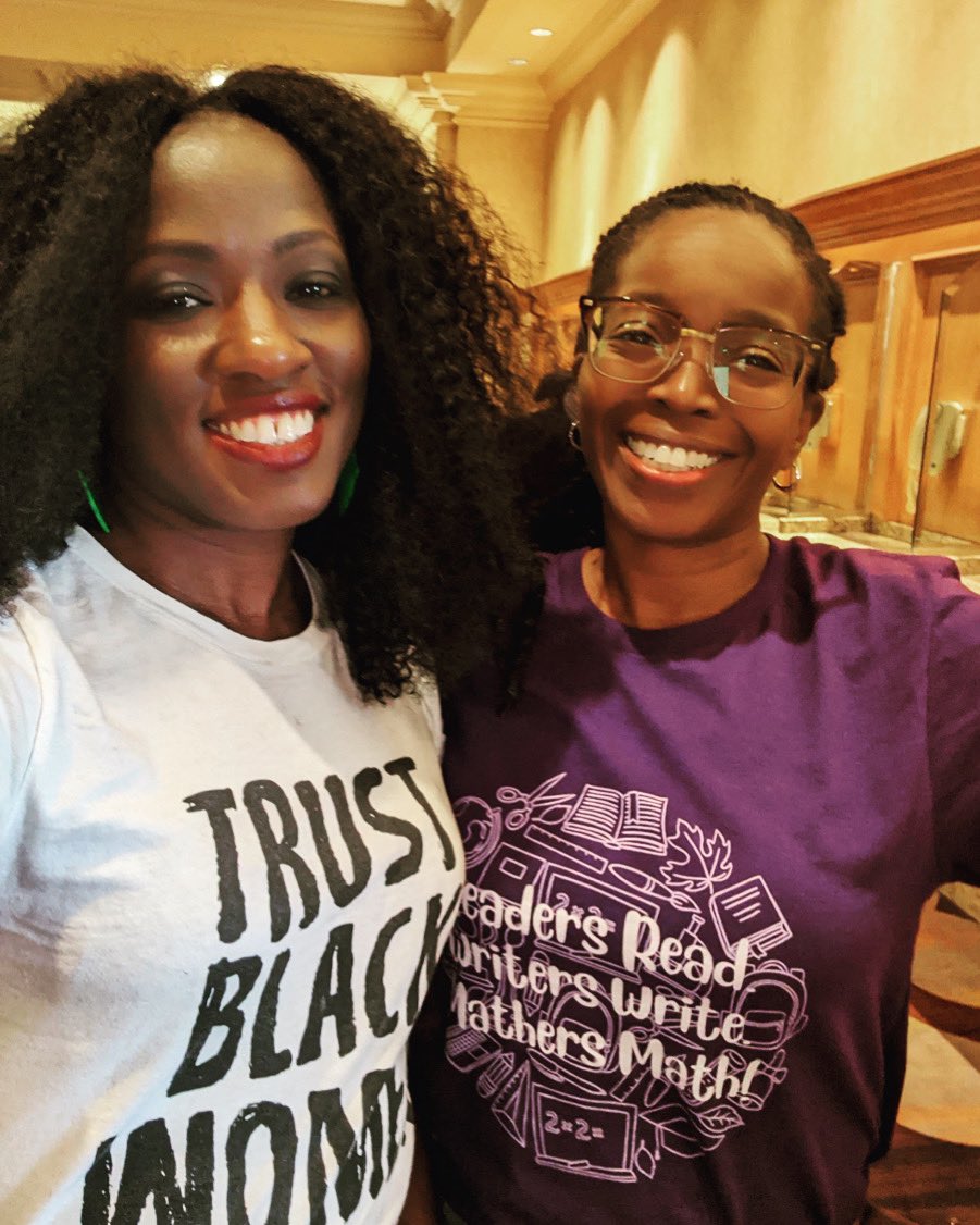 Look who I found in Vegas! We’re ready for the @unboundedu #standardsinstitute 💜#justiceisinthedetails 
#mathermovement #blackwomenrockmath #trustblackwomen #LearnWithIM