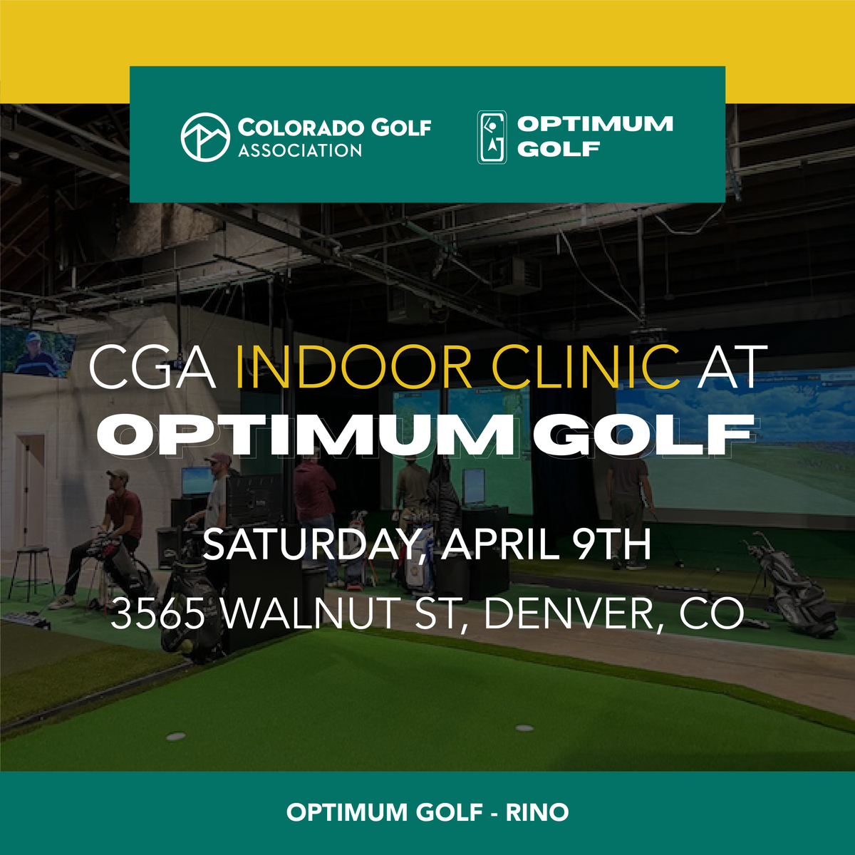 There are limited spots left for the CGA Optimum Clinic on Saturday April, 9th! Get up to two hours of bay time with instruction from one of Optimum Golf's certified coaches. Use this opportunity to get the golf season started on a high note! Click the link in our bio to sign up! https://t.co/c9etTuu1ta
