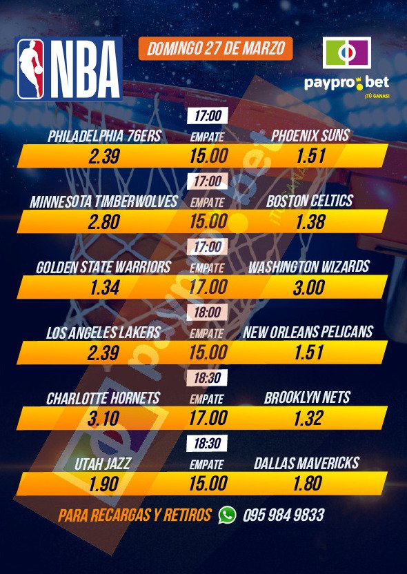 BetPaypro's tweet photo. También tenemos los mejores encuentros de la NBA. #PayPro #TUGANAS https://t.co/UgqvTLLSkV