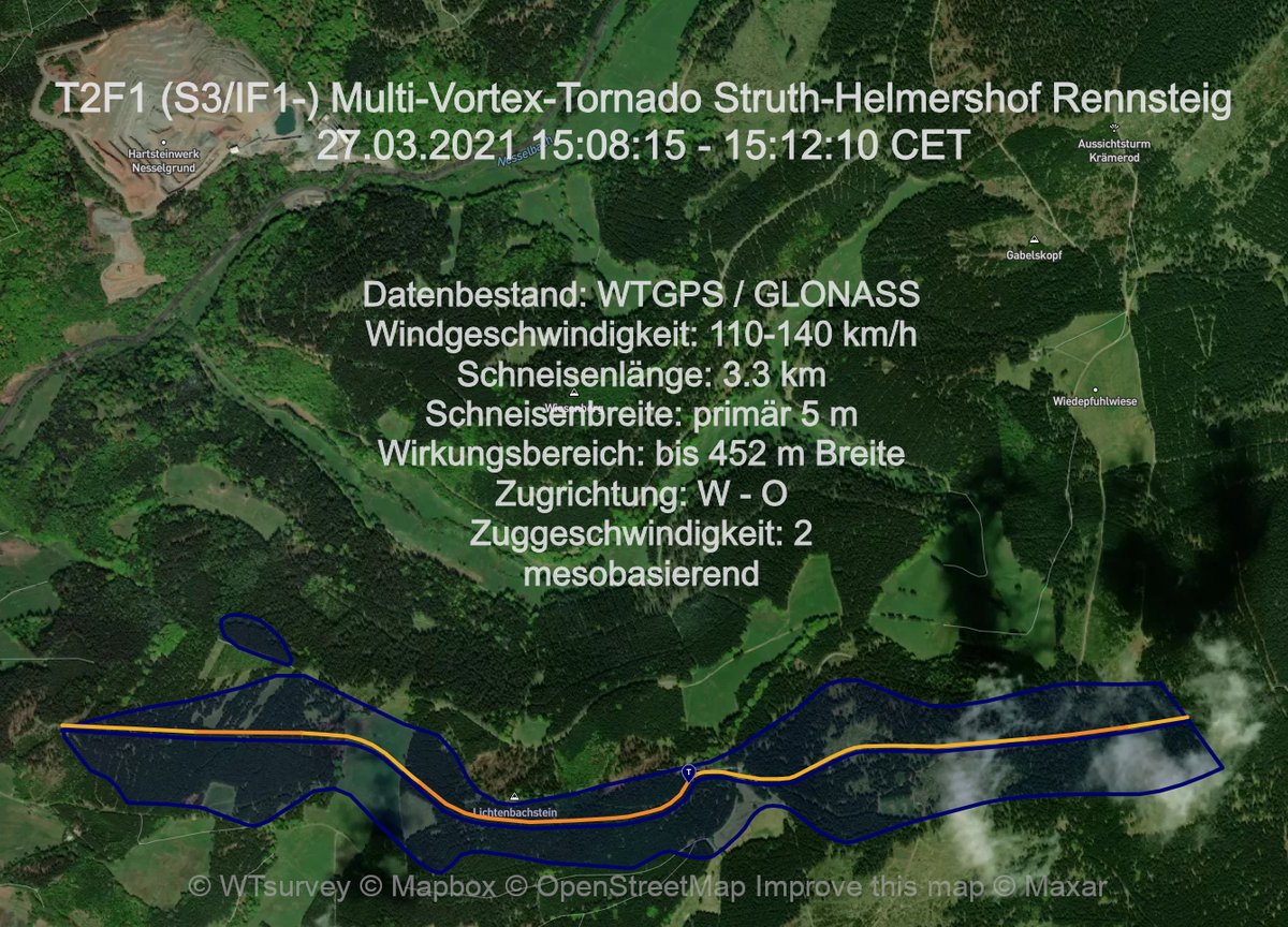 WTsurvey's tweet photo. Tornado Tag : Heute vor einem Jahr am 27.03.2021 konnten 3 Tornado's von uns bestätigt und kartiert werden. In Dortmund, Schmalkalden und am Rennsteig. #wtinfo #Unwetter #Tornado #Dortmund #NRW #Thüringen #tornade https://t.co/xUwEjzoOgy