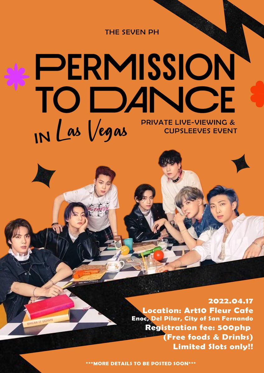thesevenph's tweet photo. 🎶The wait is over....🎶

[🎈041722 PTD in LV Private Live Viewing &amp; Cupsleeves event]

Date: April 17, 2022
Venue: Art10 Fleur Cafe

Come and join us to watch PTD in LV together with ARMYs of Pampanga. Limited Slots only! Full details on: Registration Link: + https://t.co/qvuyDj1l1o