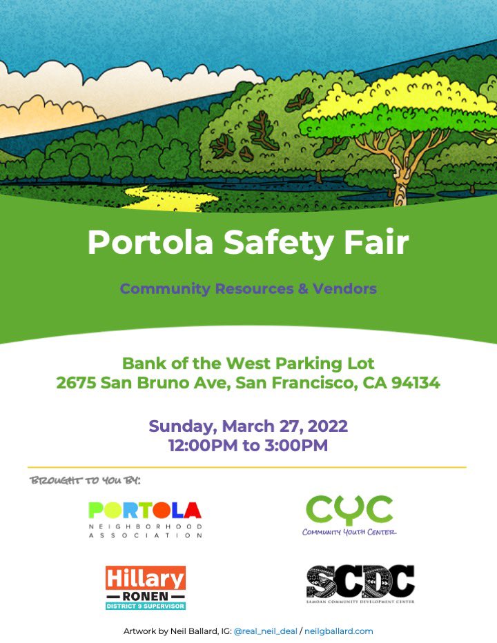 cyc_sf's tweet photo. Come and get safety tips in the Portola today. #cycsf #safety #community https://t.co/I362yNGMO4