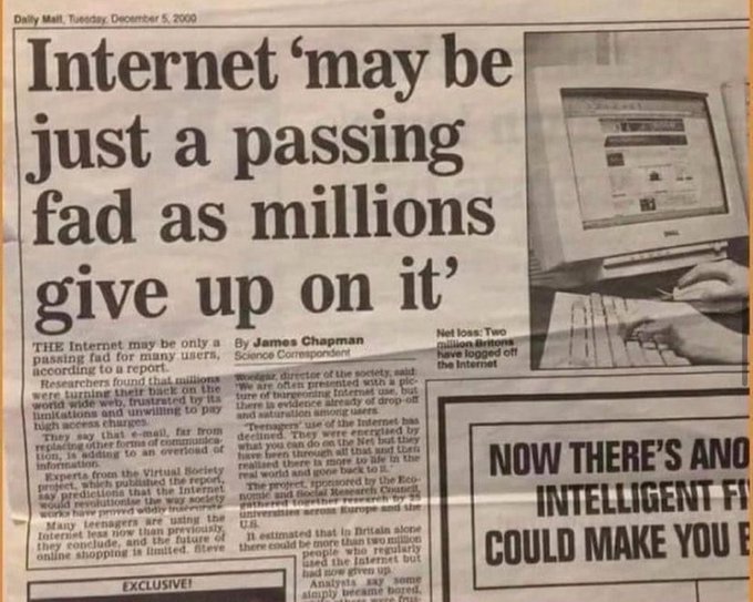 Yeah, I agree... the #internet has no future! - and neither has #Bitcoin 

Long live the fax machine! 😂