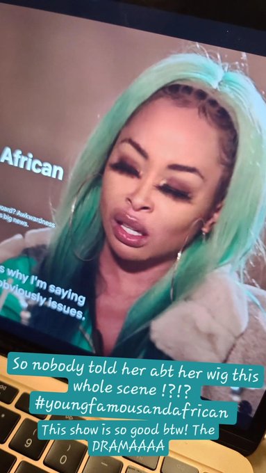 Why nobody tell her abt the wiggggggg #YoungFamousAndAfrican https://t.co/jgtRE3bAgM<a href="/tag/youngfamousandafrican"class="tags">#YoungFamousAndAfrican</a>