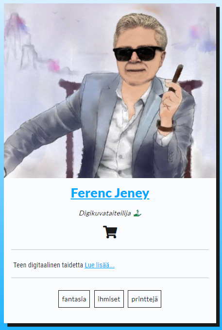 taidekuja's tweet photo. Esittelyssä: Ferenc Jeney
Digikuvataiteilija

Teen digitaalinen taidetta

https://t.co/Hshcagg3pA https://t.co/42PozPEspn