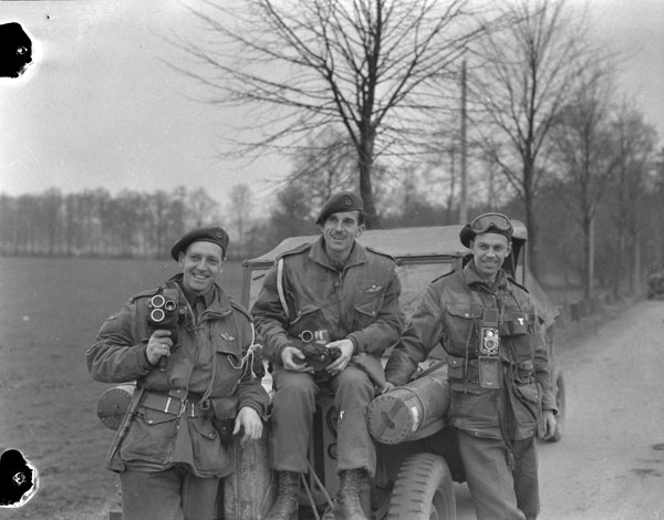 Photographers Canadian Film & Photo Unit Wissel Germany 27th March 1945 Sgt. C.M.G. Mike Lattion Sgt. A. H. Calder Lt. Charles H. Richer. #1stCanadianParachuteBn #OpVarsity