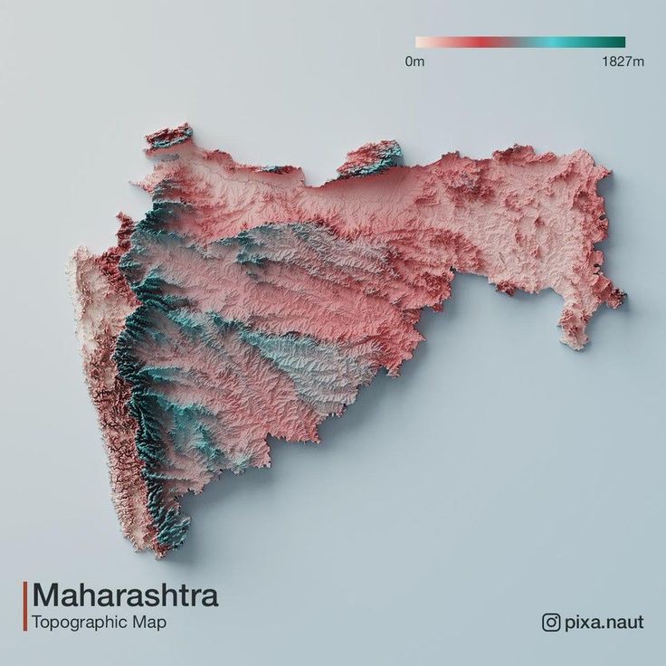 theepicmap's tweet photo. Topography map of Maharashtra https://t.co/hG1cYfmpOy