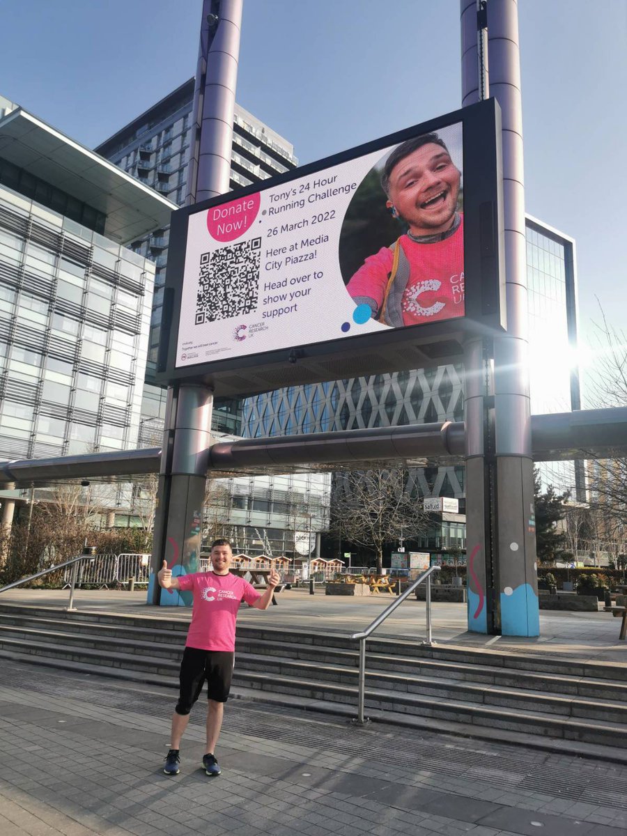 Today I completed my 24 hour challenge to raise money for <a href="/CR_UK/">Cancer Research UK</a> what an experience! So many emotions I can't even explain.

I have raised over £3000 for CR and there is still time to donate.

Thank you to everyone who donated!

<a href="/UKRunChat/">UKRunChat</a> 
<a href="/MediaCityUK/">MediaCityUK</a>