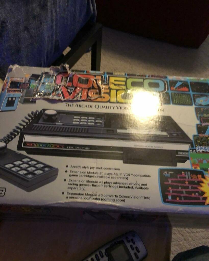 rexylab's tweet photo. Happiness is getting a colecovision and discovering that it still works! #colecovision #1982 #80svideogames #retrogaming #relivingmychildhood #rexylab https://t.co/SetiVA26zT https://t.co/zQZVOpVJxV