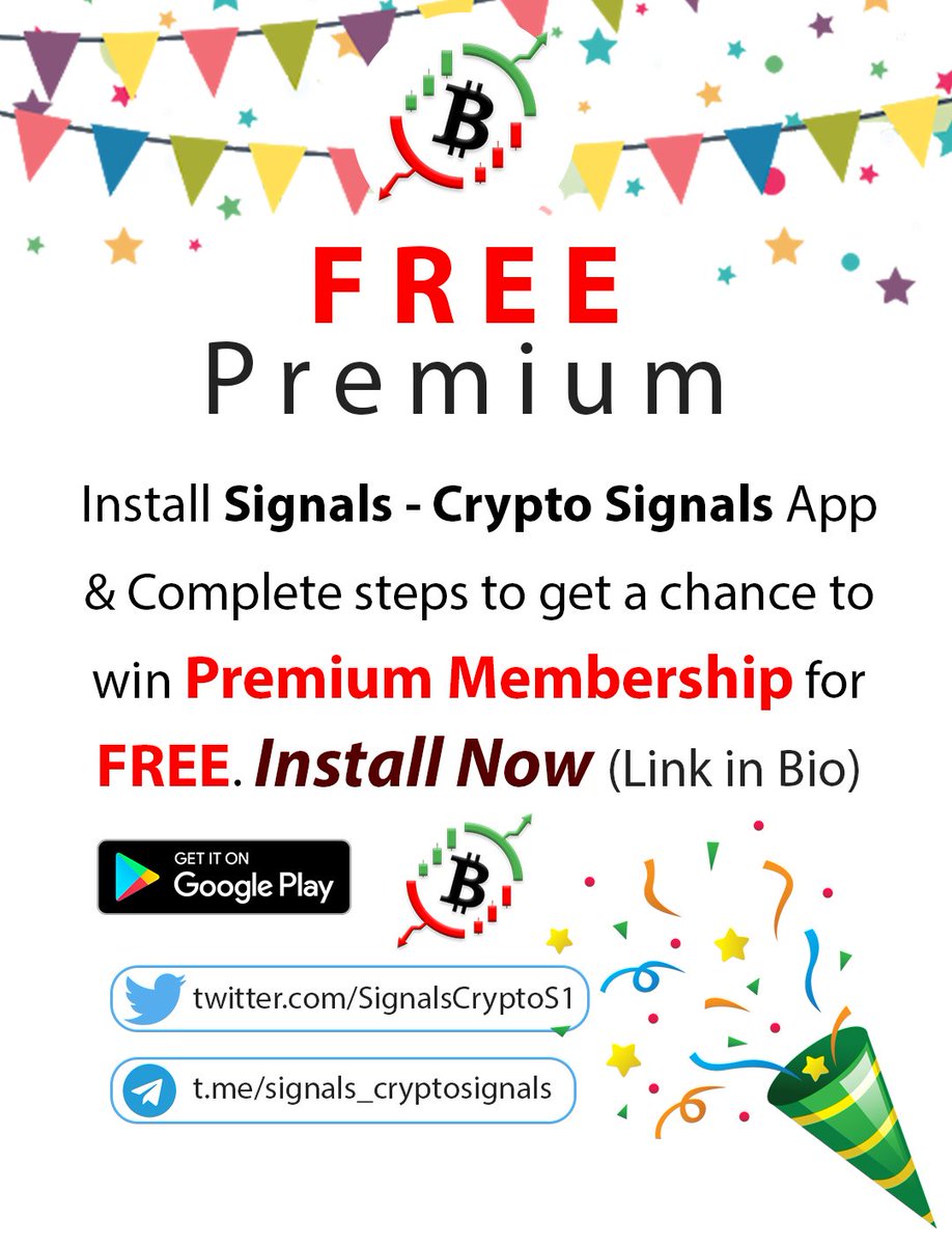 SignalsCryptoS1's tweet image. Install Signals - Crypto Signals App and complete listed steps to get a chance to win premium membership for Free. Now👇
bit.ly/374bxuv

#bitcoin #binance #btcsignals #cryptosignals #cryptosignal #crypto #kucoin #ad #giveaway #cryptocurrency #cryptotrader #cryptotraders
