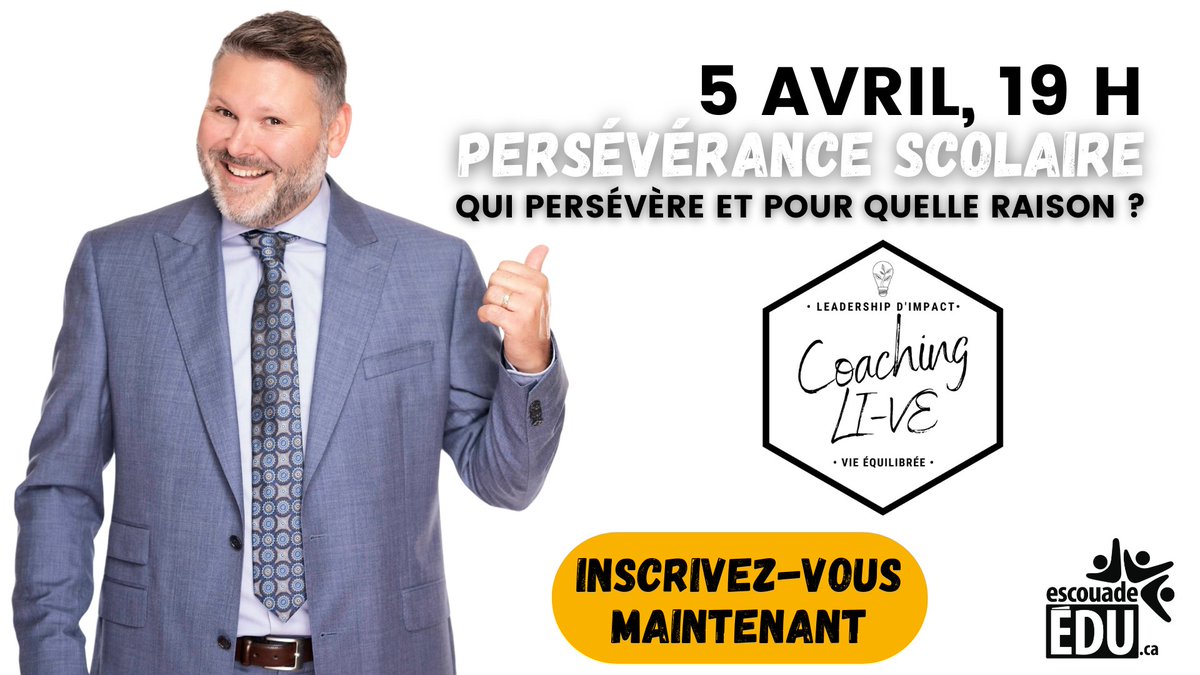 escouadeEDU's tweet photo. C'est important, la persévérance.
Mais qui persévère et pour quelle raison?
Lors de la prochaine session de coaching, nous aborderons d'un nouvel angle la notion de persévérance scolaire.
Vous pouvez vous inscrire ici : https://t.co/3QvrfzPTLY
#leadped #eduqc https://t.co/uNUjuEF1zC