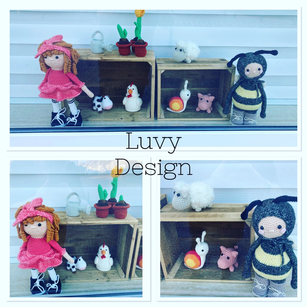 Luvydesign's tweet photo. | L E N T E |

Hoe leuk is dit raam?! Een mengelmoes van allerlei patronen bij elkaar in thema lente 🌸🐝

#haken #crochet #haekeln #häkeln #lente #spring #amigurumi #schaap #sheep #varken #pigg #kip #chicken #koe #cow #slak #snale #bij #bee #bloemen #gieter #handmade #raamdeco https://t.co/KJzYctuThN