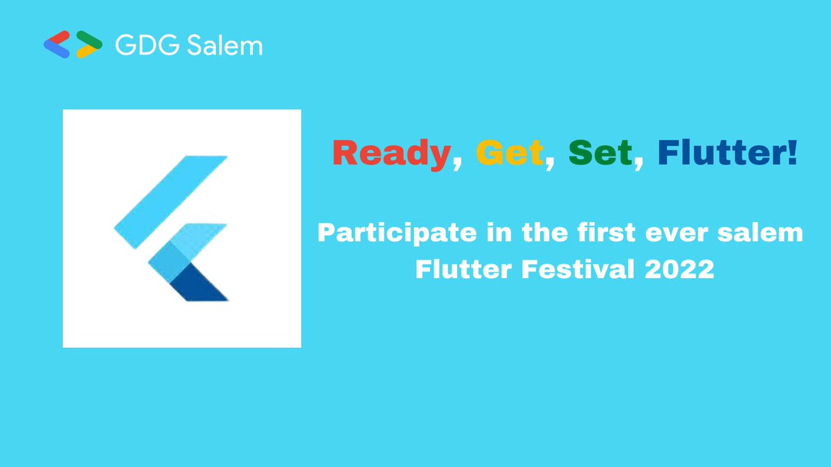 gdg_salem's tweet photo. Ready, Get, Set, Flutter!😎
Participate in the first ever s
🤩Salem Flutter Festival2022🤩.
Register us :https://t.co/yOy5Q4Hn4W
Joinus:https://t.co/KDzMTklKov
#FlutterFestival 
#firebase 
#flutter https://t.co/96XRq6EnB0