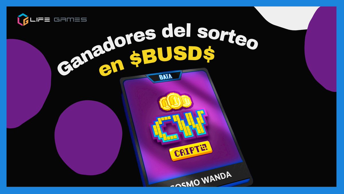 CosmoCW's tweet photo. Ya tenemos a los #WINNERS del #SORTEO en #BUSD que hemos realizado con #LifeGames ¡Enhorabuena a tod@s y muchas gracias por participar!
El equipo de Life Games realizará los pagos en los próximos días. https://t.co/fjmRCHe6h4