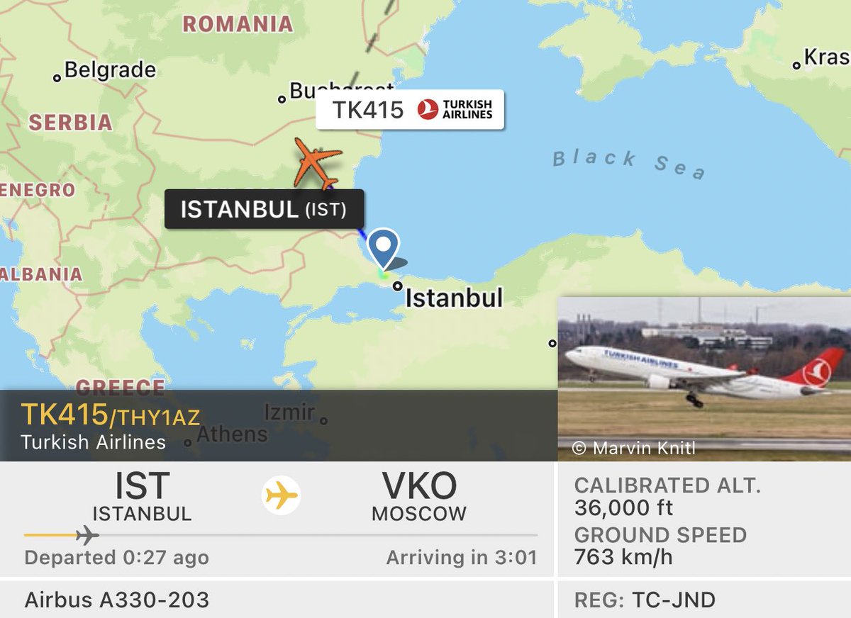 HavaSosyalMedya's tweet photo. ❗️Geçtiğimiz saatlerde Türk Hava Yolları'nın #TK415 İstanbul-Moskova seferini gerçekleştirecek Airbus A330 tipi uçağına bomba ihbarı yapılmıştı. 
❗️İhbar üzerine uçak arandı ve ihbarın asılsız olduğu öğrenildi. 
❗️Türk Hava Yolları uçağı yaklaşık 30 dakika önce Moskova için https://t.co/txiaQLe7St