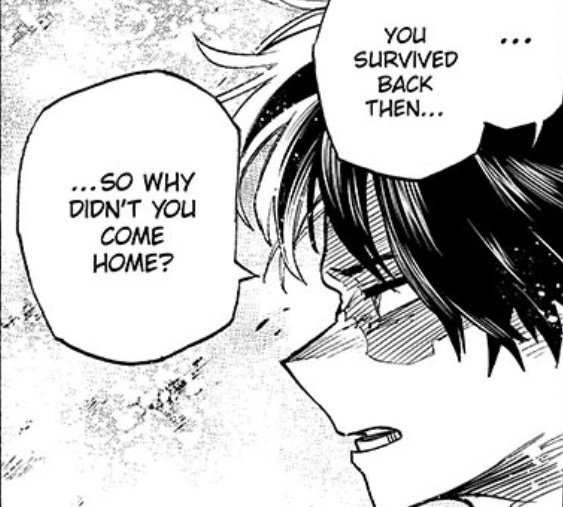 dabi only wanted validation from his 'dad' but he couldn't get it and when shoto asked this... help this is so freaking sad bc the home you're referring to is not a home bb </3 SAVE HIM SHOTO PLS!

anyways i always love the todoroki family drama moments so ty hori 🫶 