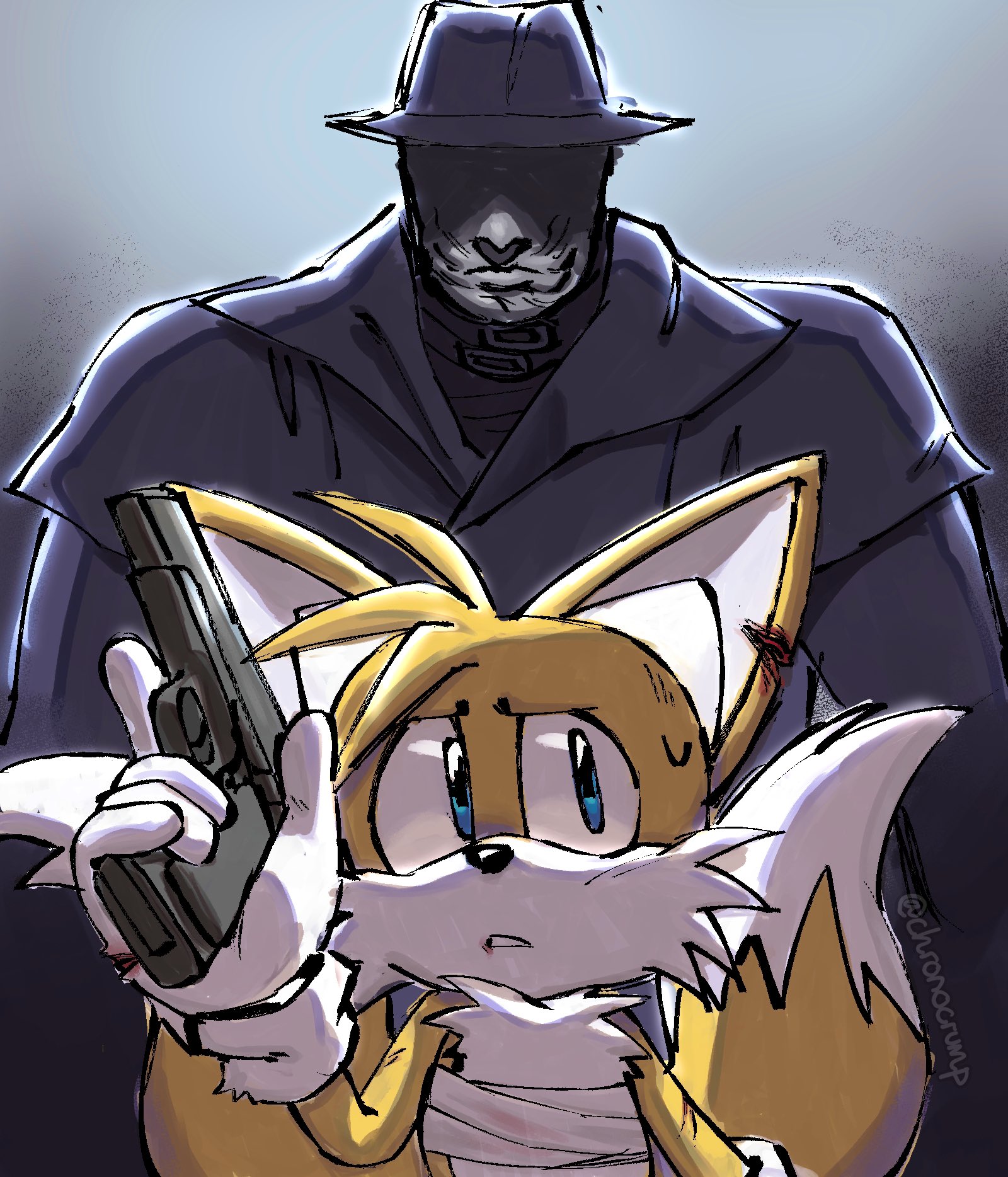 shadow the hedgehog and tails (sonic) drawn by chronocrump