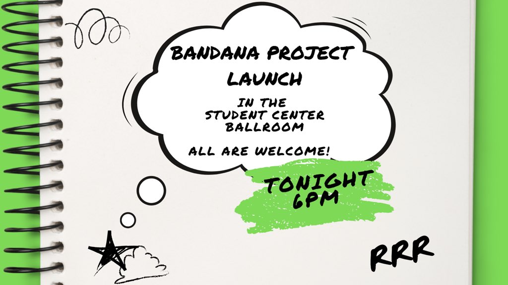 NWOSU_SAAC's tweet image. Don’t forget! Bandana Project is launching tonight at 6pm — Student Center Ballroom. Come get your green bandana and join us!