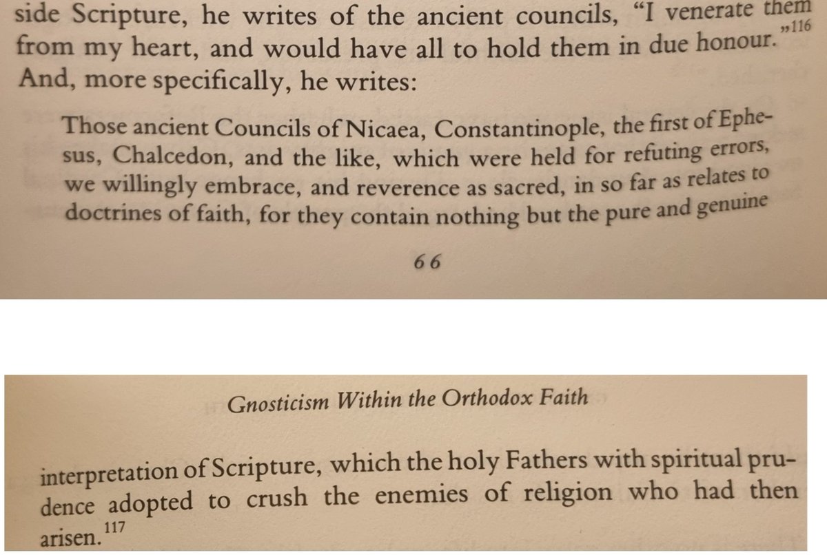 VLubev's tweet image. I really ought to create a thread for myself with quotes I like from 'Against the Protestant Gnostics'. 

1. Calvin was a fan of the Ecumenical Councils.