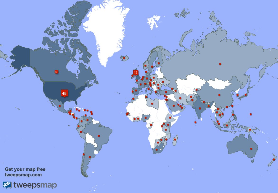Special thank you to my 1 new followers from USA last week. tweepsmap.com/!CultursMag