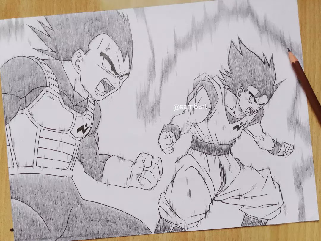 Drawing done of Goku vs Vegeta Rate this fanart  rDragonballsuper