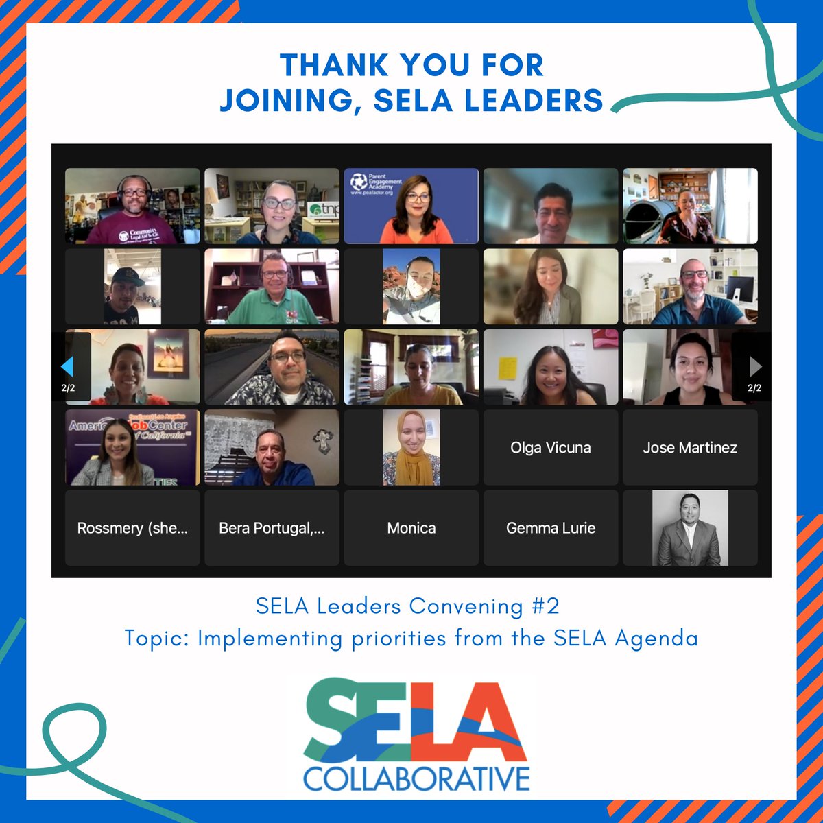 selacollab's tweet photo. Thank you to the SELA Leaders who joined us last week for our 2nd convening of the year! We’re always inspired by your passion and unique perspectives. Together we rise!
#SELALeaders #SELAStrong https://t.co/MuhqCv64Qq