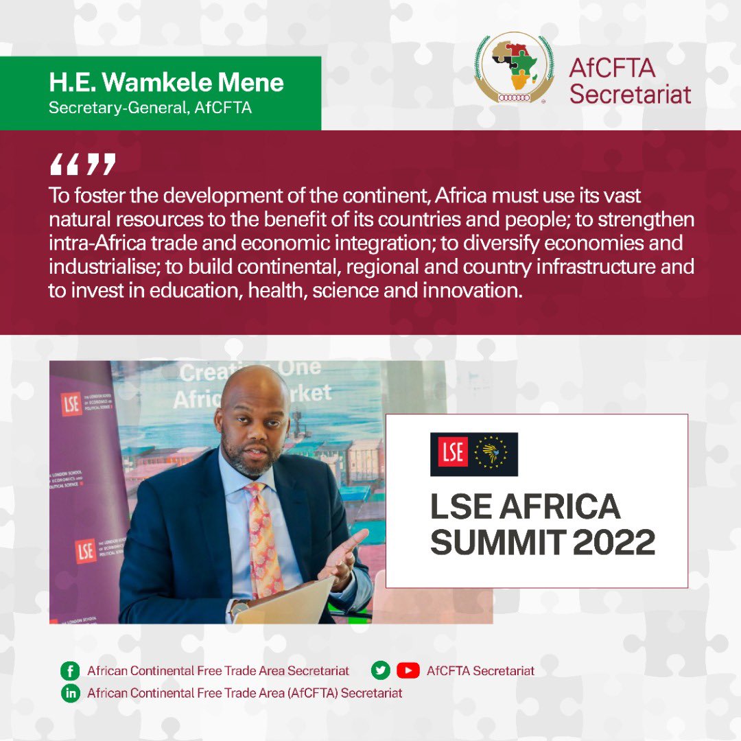 H.E. <a href="/MeneWamkele/">Wamkele Mene</a> Secretary-General of the #AfCFTA Secretariat, during his closing speech at the #LSEAfricasummit2022 

To have access to the full speech, please follow the link below:

au-afcfta.org/wp-content/upl…

Our website: au-afcfta.org

#Africa
#trade 
#London 
#LSE