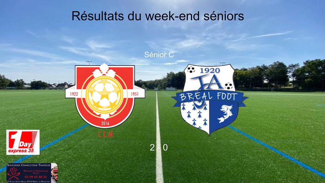 FootJa's tweet image. ⚽️ Résultats séniors 
Dimanche 27 mars

- Sénior C : Cadets Chelun Martigné 🆚 JA Bréal ❌ 2-0