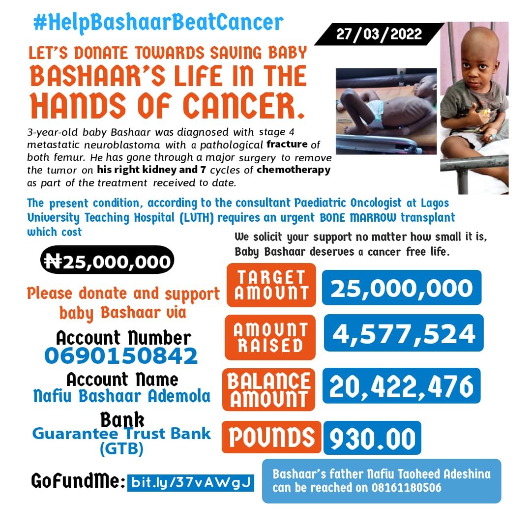 ToheebOlaniyi1's tweet photo. What cancer cannot do:
โIt cannot cripple love
โIt cannot shatter hope
โIt cannot corrode faith
โIt cannot destroy peace
โIt cannot silence courage
โIt cannot invade the soul
โIt cannot steal eternal life
-It cannot conquer the spirit
#savebashaar #fightbashaar #helpbeatcancer https://t.co/0Kbfz8bBgv