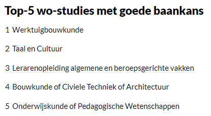 Onderzoek naar banenkansen na studies in het hoger onderwijs door Qompas laat prettige resultaten zien: met een studie onderwijswetenschappen zit je goed. studiekeuze.qompas.nl/nieuws/3736/Me…