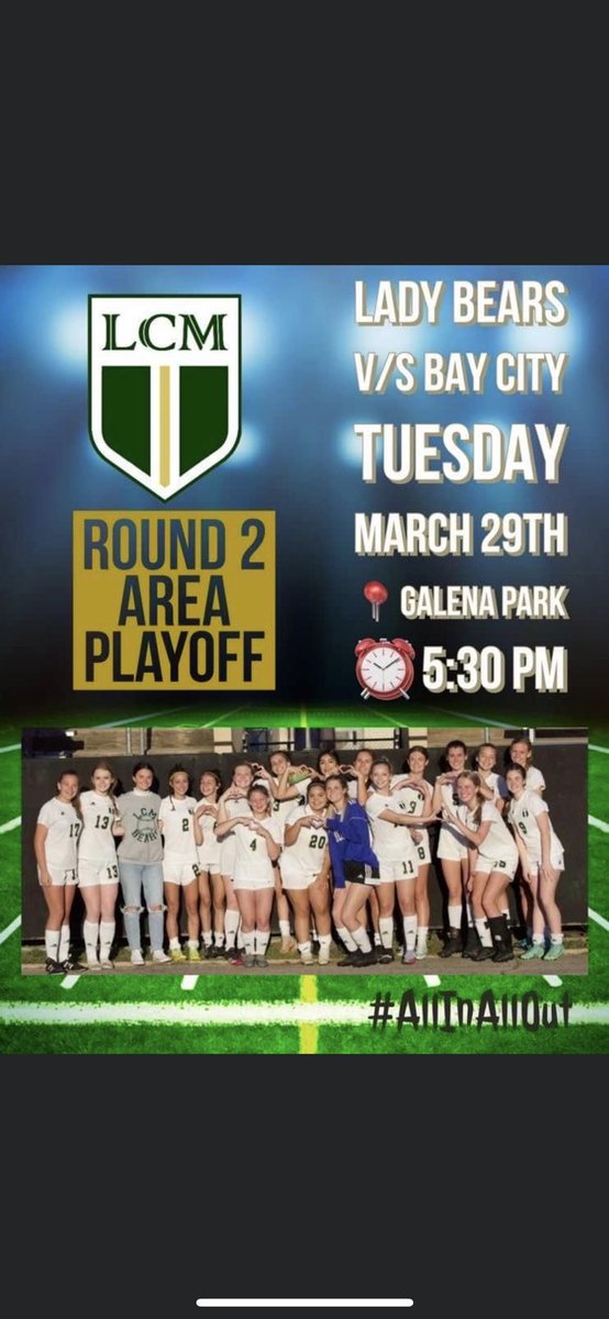 Back in action on Tuesday!! Come out and support us as we take on Bay City!