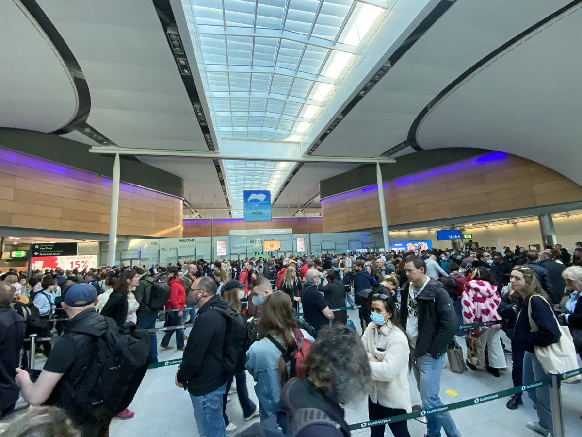 ShaneHartigan's tweet photo. @DublinAirport please inform travellers why only 3 of 42 security scanners are operational at T2 today. Travellers need to arrive +4 hours earlier for their flight and avoid delays due to staff shortages. Dalton Philips #summeriscoming #delays #daa #transport @EamonRyan https://t.co/MmelEh3eY1