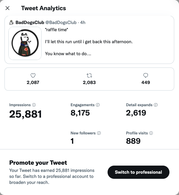 i'm going to close that raffle from earlier in 5 mins. 

the numbers are insane.