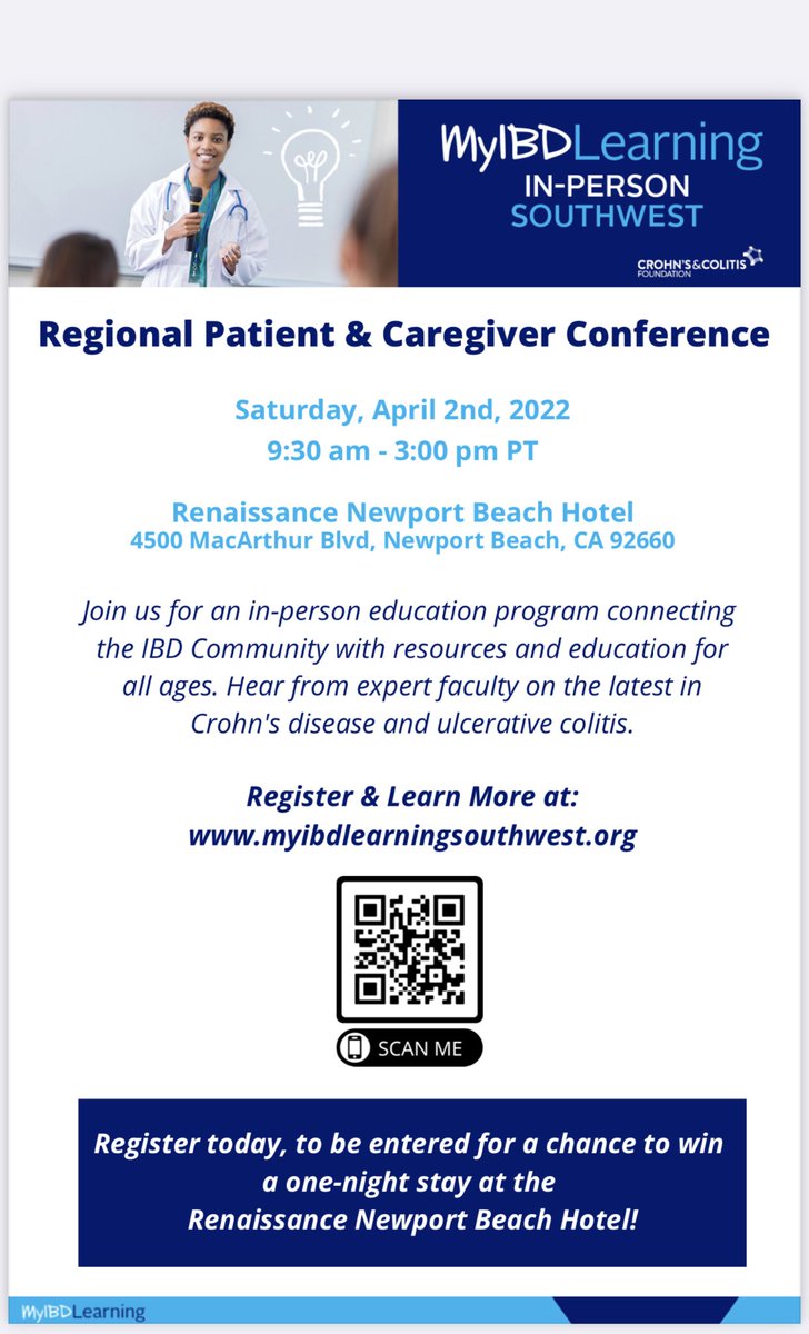 DrMereCraven's tweet photo. Excited to present on Well-Being in #IBD this Saturday.

Thanks ⁦@CrohnsColitisFn⁩ 
Register &amp; learn more below: https://t.co/3B0UeYdNJi