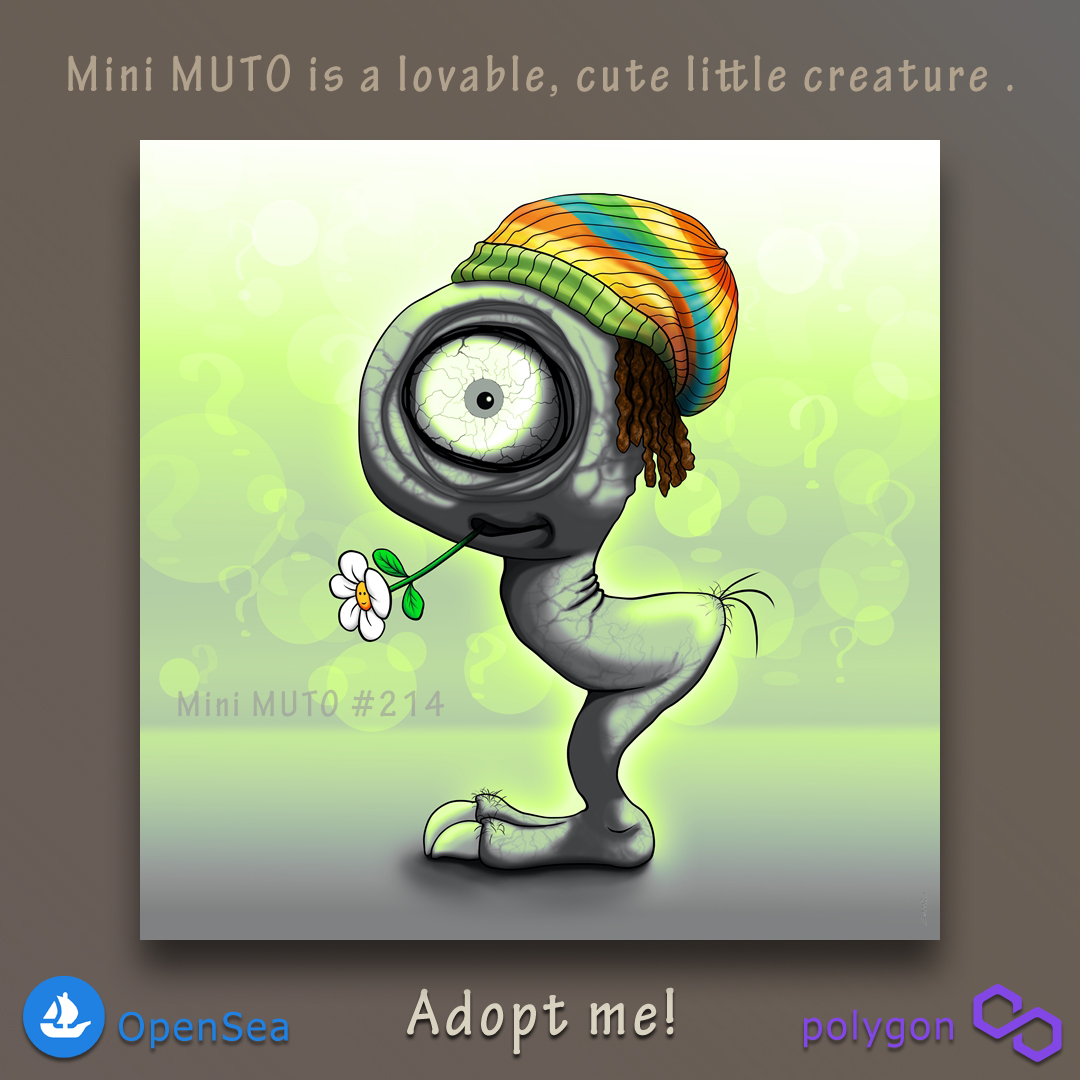 MiniMUTO rasta dude.
#nft #nftlover #minimuto #emericototh #cool #little #creature #monster #litlemonster #dude #adopt #opensea #friends #rasta #rastahat #notbored 
opensea.io/assets/matic/0…