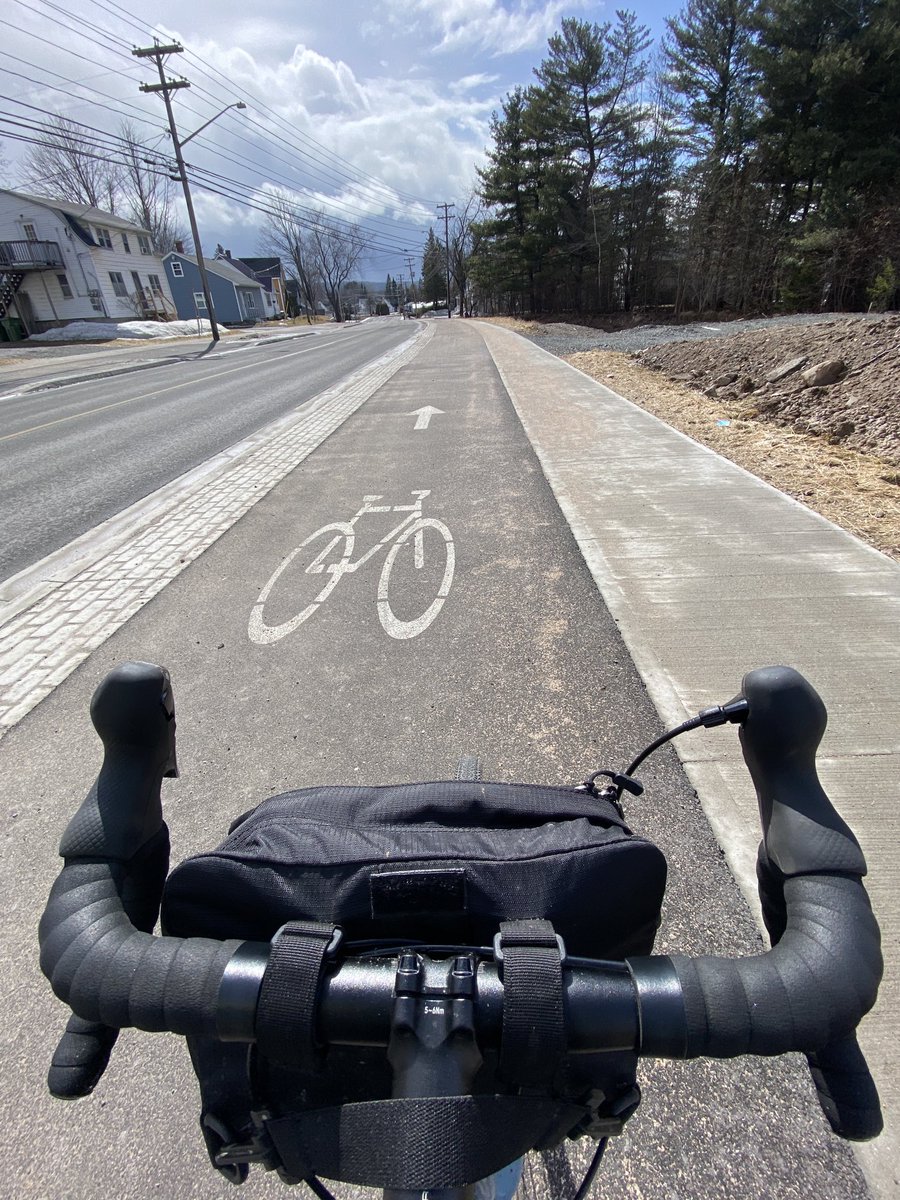 Part of the new segregated bike lane on Brookside Drive in Fredericton.
