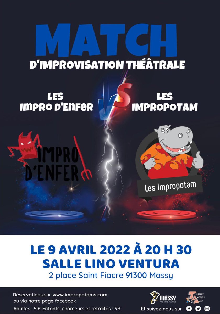 Dans deux semaines, tu te reposeras après avoir vu un sublime #spectacle d' #impro avec les Impro d'enfer ! 
Pour ça, réserve dès maintenant ! <a href="/AffichageMassy/">AffichageLibre Massy</a>