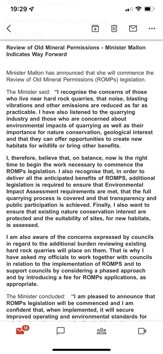 ShaunaReports's tweet photo. This is great news for the environment. Delighted @NicholaMallon has moved on the review of old mineral permissions 👏👏👏👏 should avoid a repeat of the catastrophe at #CraigallRocks https://t.co/Dt2xu9PgeA
