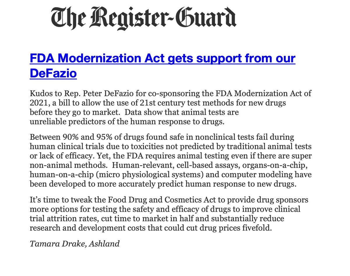 MartyIrby's tweet image. We’re grateful for the tremendous work @RepPeterDeFazio has done for animals during his career, most recently in cosponsoring the #FDAModernizationAct that would end animal testing mandates @US_FDA. The bill was included in a hearing last week, &amp;amp; we’re committed to passing it.