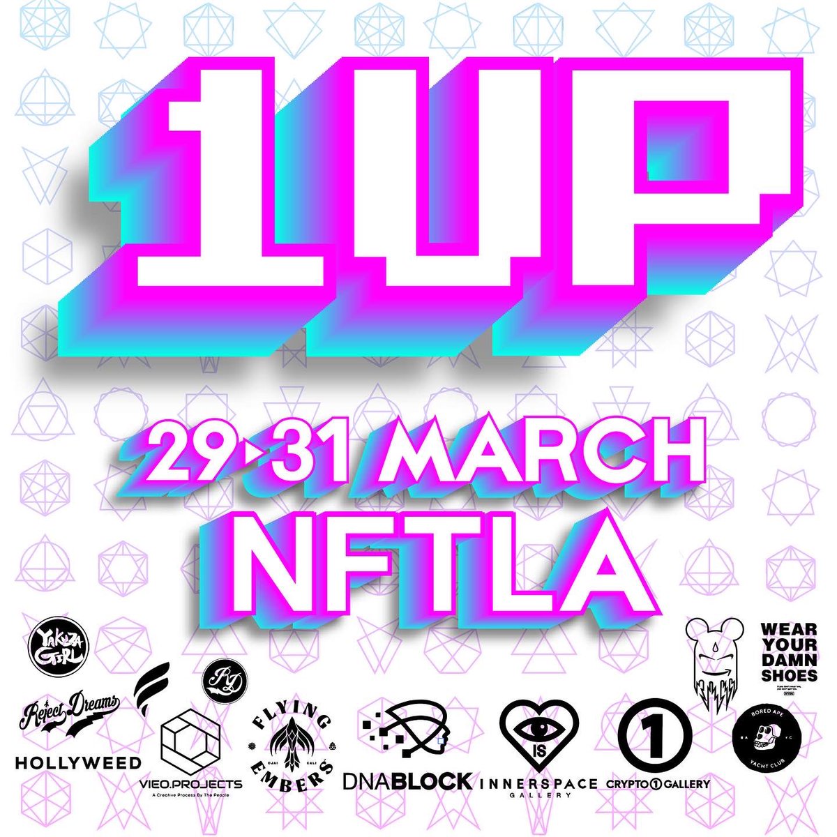 1cryptoart's tweet photo. @InnerspaceLA @DNABLOCK @RejectDreams @NiftyCastle @fortuna_nft @crypto1gallery @BoredApeYC #1UP #NFTLA https://t.co/Kp5QH6HxI5
