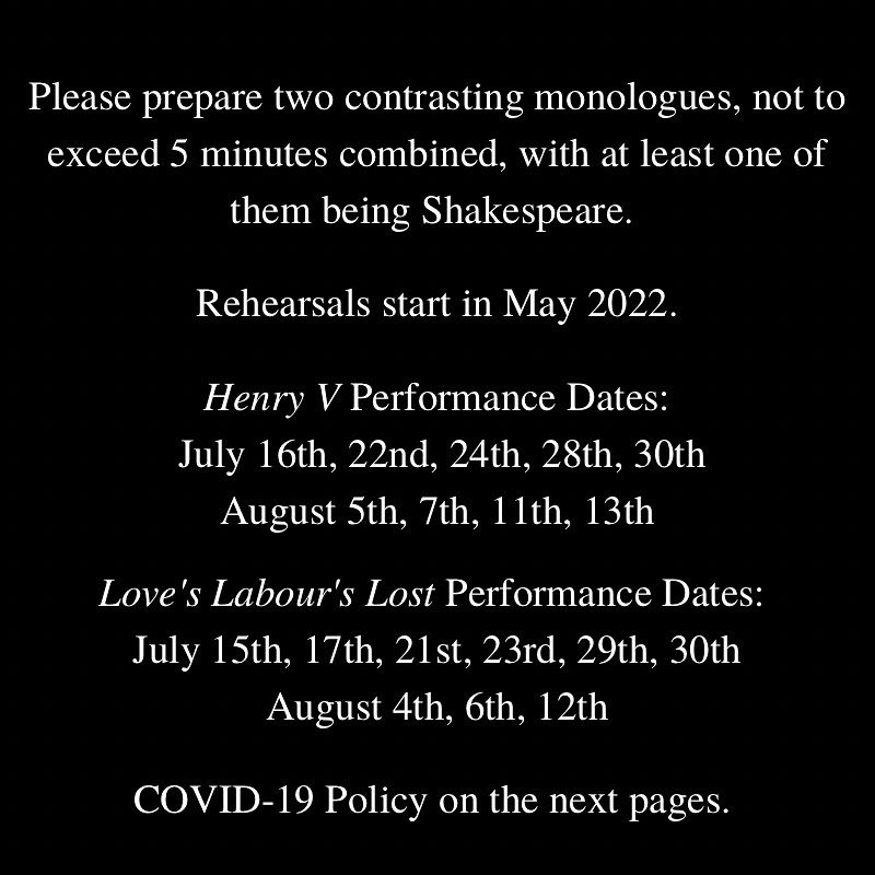 ShakespeareNW's tweet photo. Email auditions@shakesnw.org to schedule your audition or to send in your video audition! #shakespeare #auditions #skagit https://t.co/p1m9U8VVct