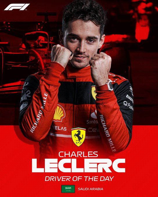 Leclerc'in Suudi Arabistan Grand Prix'si sonrası F1 Twitter hesabı için hazırlanan görseli