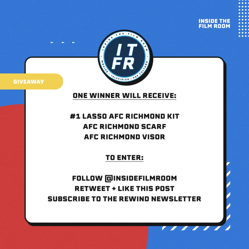 insidefilmroom's tweet photo. ⚽️🇬🇧 CALLING ALL #TEDLASSO FANS 🇬🇧⚽️

Gear up for Season 3 with a brand new AFC Richmond kit, scarf and visor, courtesy of Inside The Film Room!

#Giveaway Rules:
• Retweet + Like this post
• Follow @insidefilmroom
• Subscribe to our newsletter "The Rewind" here ⤵️