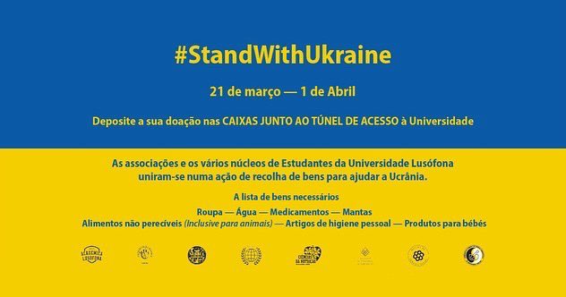 🇺🇦A AAULHT em conjunto com os Núcleos bem como com as AEs, uniram-se numa ação de recolha de bens para ajudar a Ucrânia. De 21 de março a 1 de abril deposita a tua doação nas caixas junto ao túnel na entrada na Universidade.
Hoje por eles, amanhã por todos! 🇺🇦
#StandWithUkraine