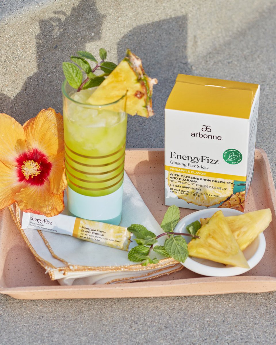 arbonne's tweet photo. Perfectly sweet, slightly tart and just a kiss of tropical flavor…just a few of the reasons why we made our Pineapple-Flavored EnergyFizz Ginseng Fizz Sticks permanent. Comment a 🍍 if this is your favorite flavor yet!

https://t.co/naMLigks1A https://t.co/Jse9faf7vm